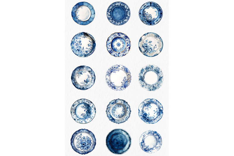 blue-and-white-porcelain-watercolor-clipart-png