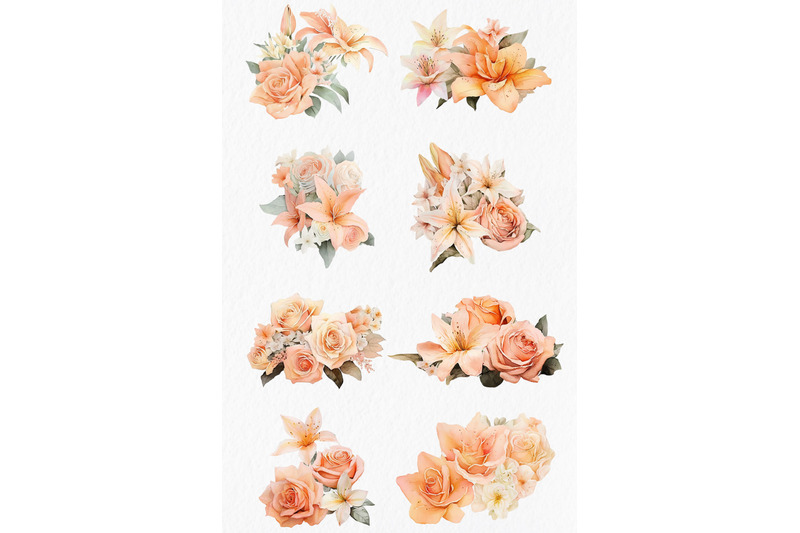 peach-roses-and-lilies-watercolor-clipart-png