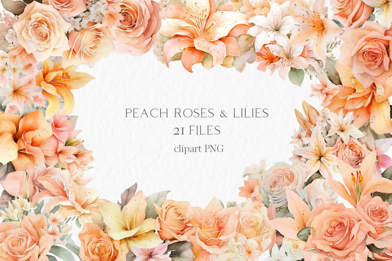 peach-roses-and-lilies-watercolor-clipart-png