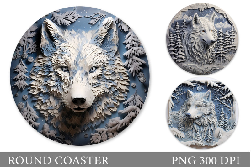 wolf-round-coaster-design-winter-wolf-round-coaster