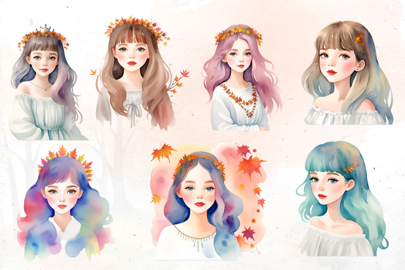 watercolor-autumn-princess-png-clipart-bundle-fall-set