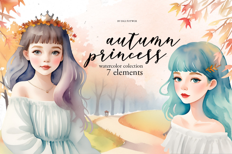 watercolor-autumn-princess-png-clipart-bundle-fall-set