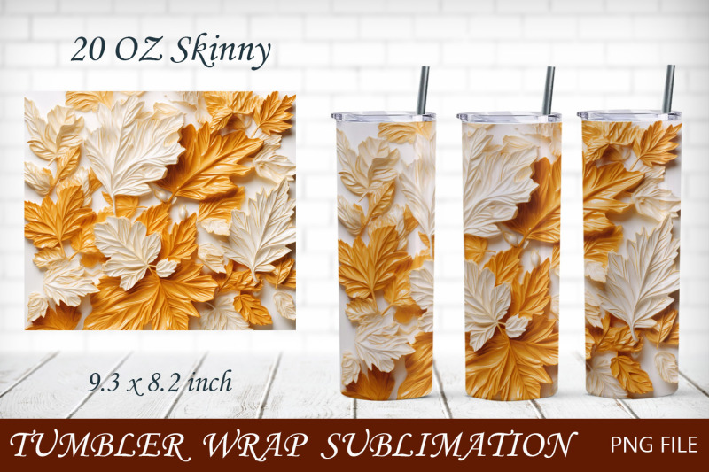 fall-tumbler-wrap-with-maple-leaves-3d-autumn-png