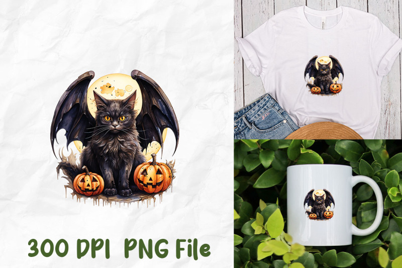 halloween-pumpkin-cat-with-bat-wing-moon