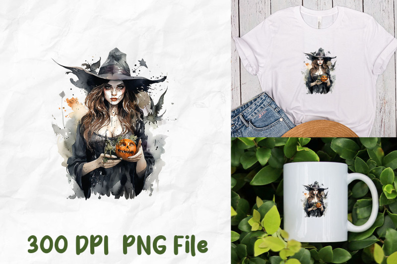 halloween-pumpkin-witch-holding-skull