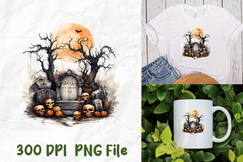 halloween-pumpkin-graveyard-tombstone