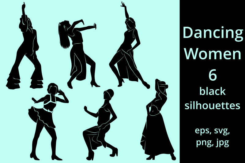 dancing-women-color-silhouettes-set
