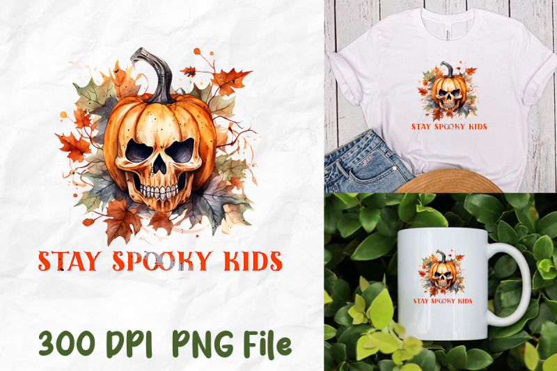 stay-spooky-kids-halloween-skull-pumpkin