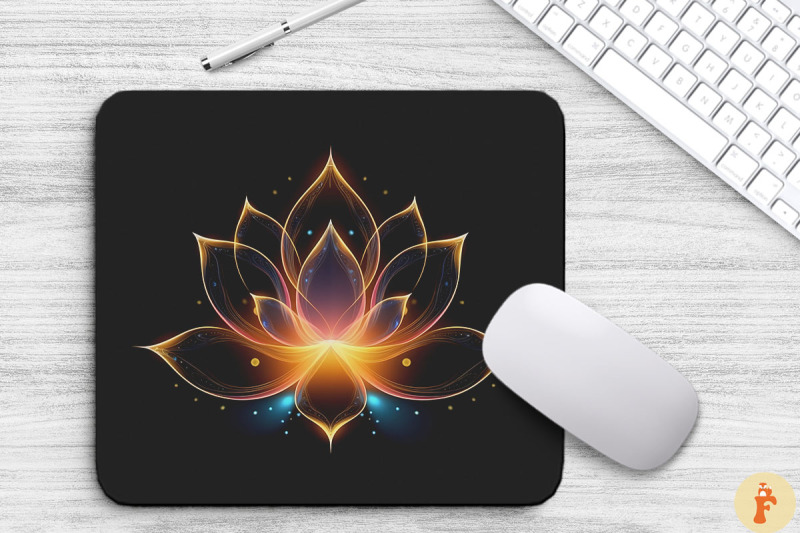 abstract-line-art-lotus-flower-mouse-pad