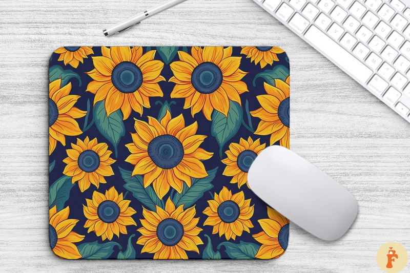 folk-art-sunflowers-pattern-mouse-pad