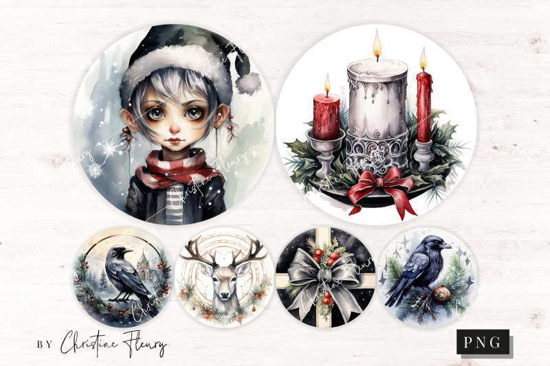 gothic-christmas-round-ornament-bundle