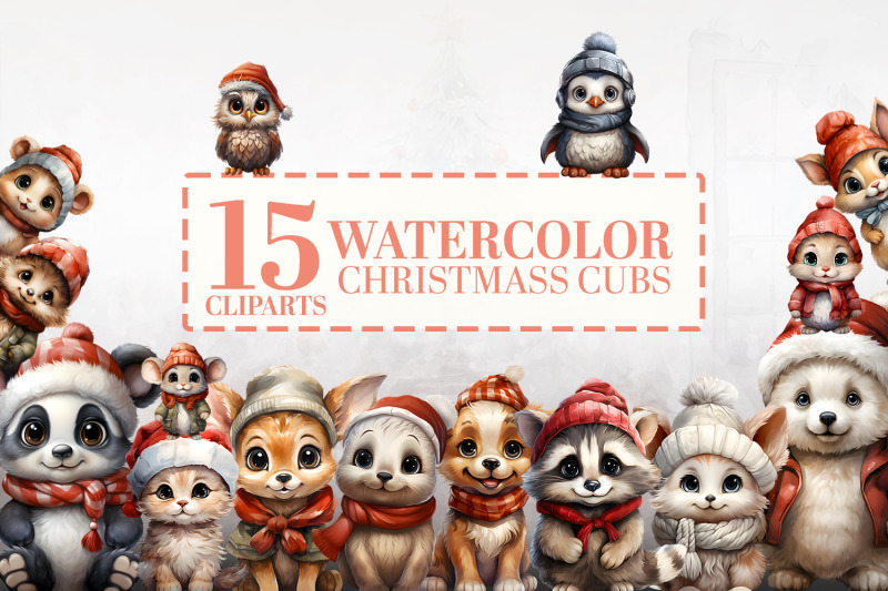 15-cute-watercolor-winter-animals