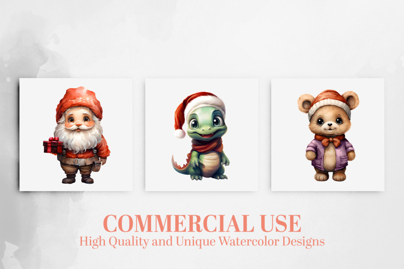 15-festive-watercolor-clipart-baby-santa-dinosaurs-teddy-bear