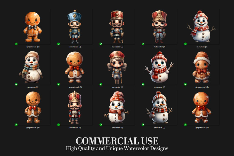 15-christmas-watercolor-clipart-gingerbread-snowman-nutcracker