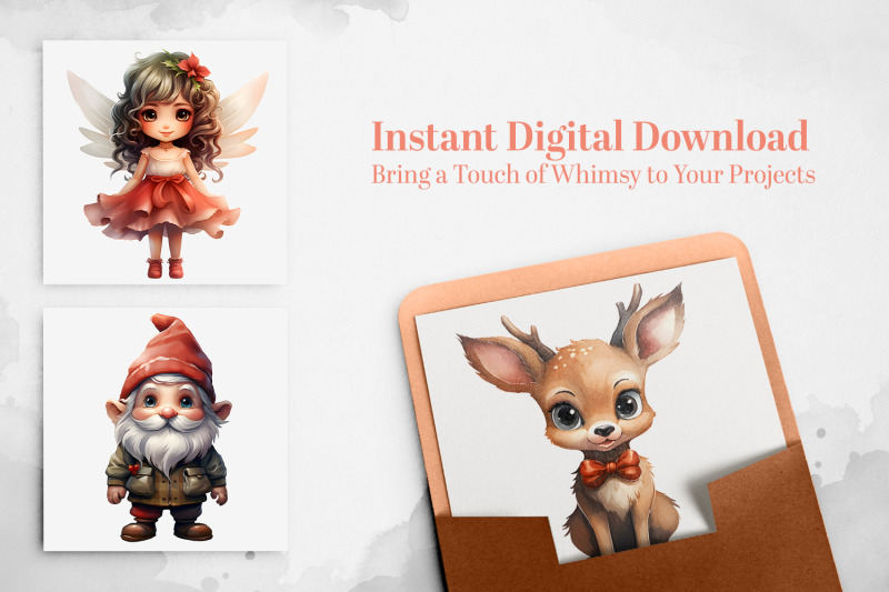 christmas-watercolor-clipart-reindeer-gnomes-fairies-png