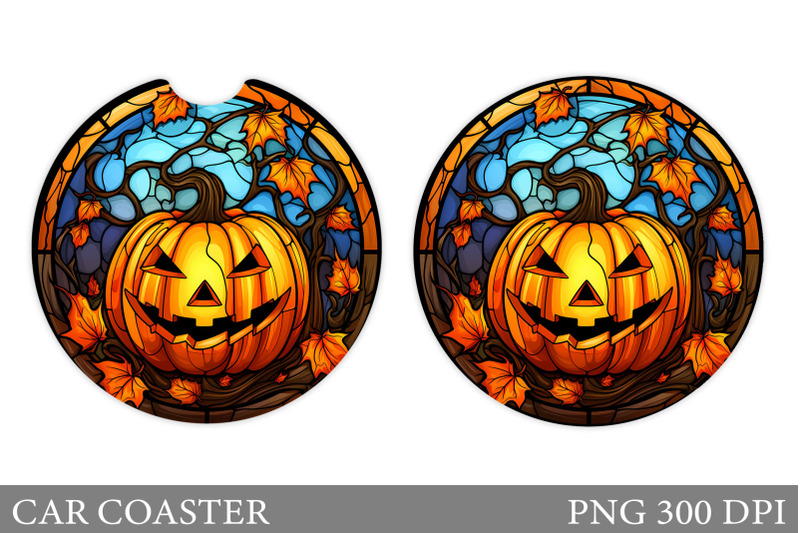 halloween-pumpkin-car-coaster-stained-glass-car-coaster