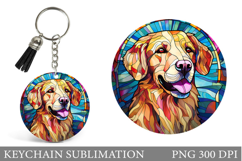 stained-glass-dog-keychain-dog-round-keychain-design