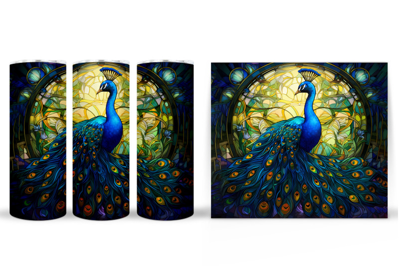 peacock-tumbler-design-stained-glass-tumbler-sublimation