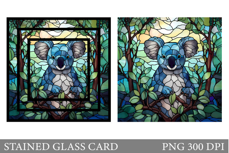 stained-glass-koala-card-koaka-stained-glass-card-design