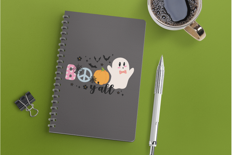 boo-yall-cute-retro-ghost-sublimation-png-and-svg-spooky-svg-clipart