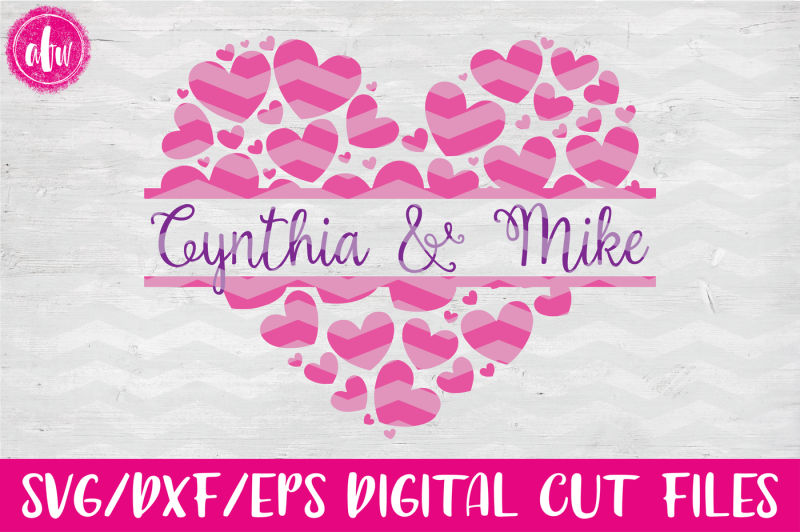 Split Heart - SVG, DXF, EPS Digital Cut Files EPS Include