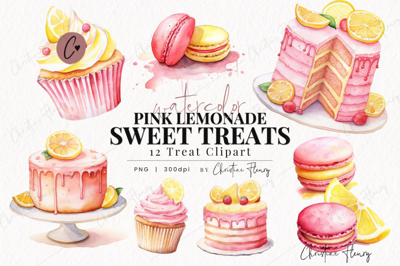 watercolor-pink-lemonade-sweet-treats-clipart