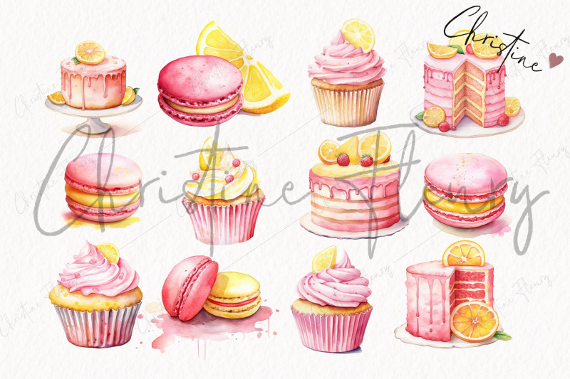 watercolor-pink-lemonade-sweet-treats-clipart