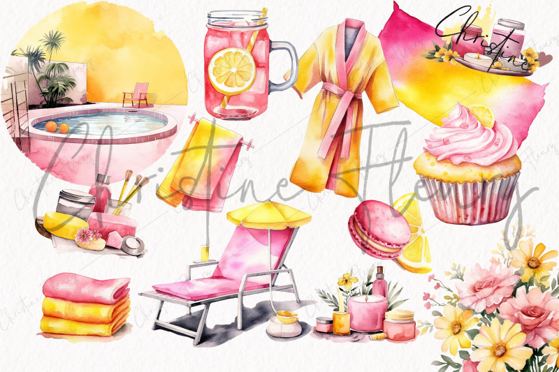 watercolor-pink-lemonade-spa-day-clipart