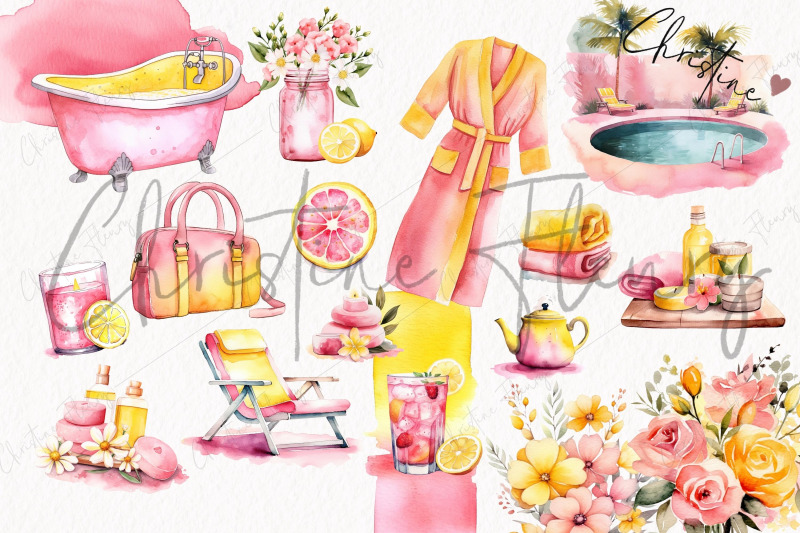 watercolor-pink-lemonade-spa-day-clipart