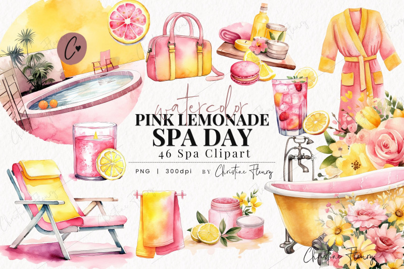 watercolor-pink-lemonade-spa-day-clipart