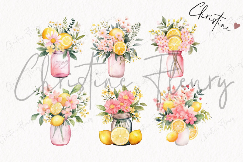 pink-lemonade-floral-jars-clipart