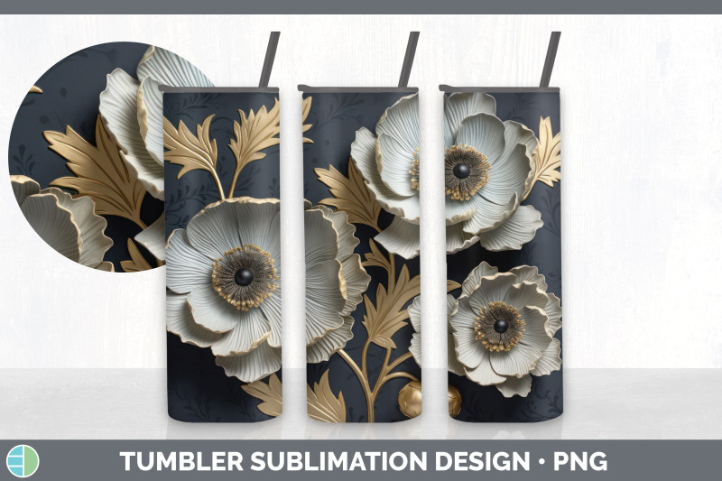 3d-elegant-anemone-flowers-tumbler-sublimation-20-oz-skinny-tumbler