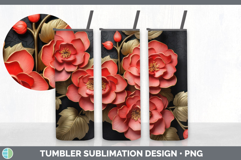 3d-elegant-begonia-flowers-tumbler-sublimation-20-oz-skinny-tumbler
