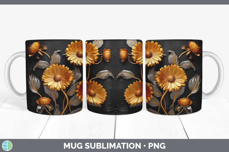 3d-elegant-calendula-flowers-mug-wrap-sublimation-coffee-cup-design