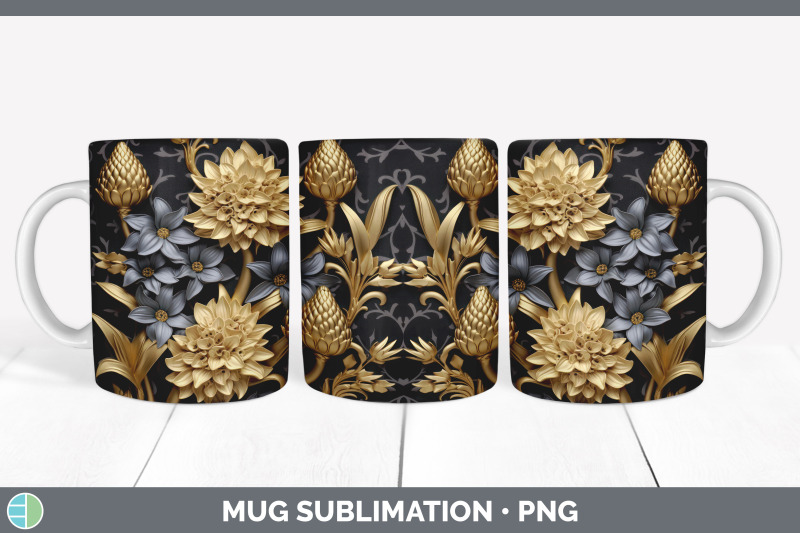 3d-gold-hyacinth-flowers-mug-wrap-sublimation-coffee-cup-design