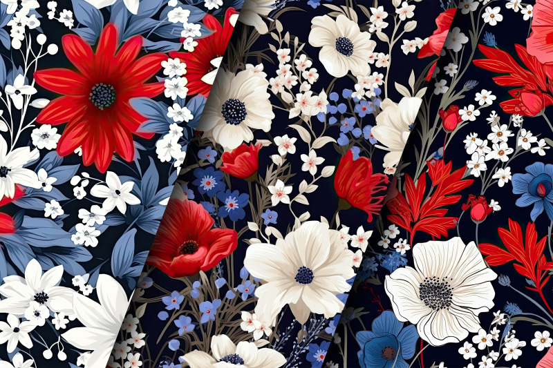 red-amp-blue-wildflowers-digital-paper-patterns