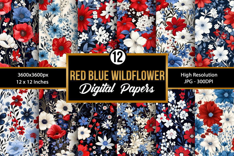 red-amp-blue-wildflowers-digital-paper-patterns