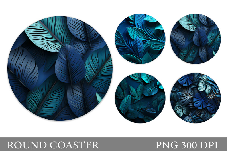 tropical-leaves-round-coaster-3d-leaves-coaster-design