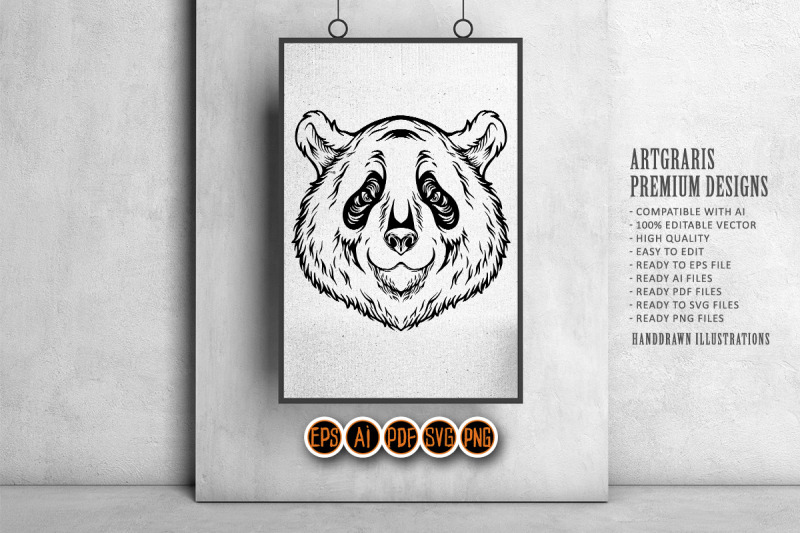 hippie-grizzly-bear-head-groovy-illustrations-monochrome