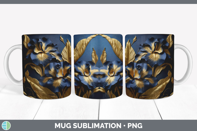 3d-gold-iris-flowers-mug-wrap-sublimation-coffee-cup-design
