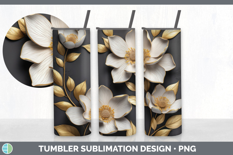 3d-gold-magnolia-flowers-tumbler-sublimation-20-oz-skinny-tumbler-de