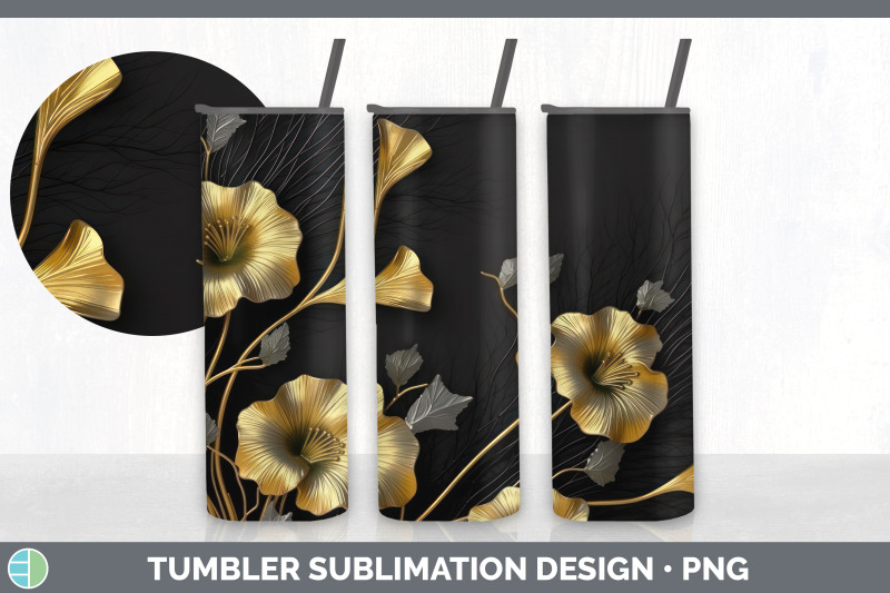 3d-gold-morning-glory-flowers-tumbler-sublimation-20-oz-skinny-tumbl