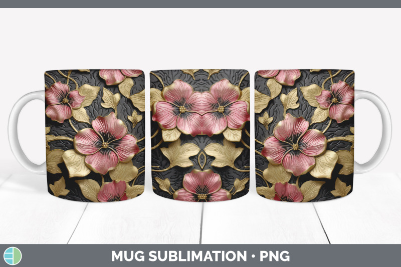 3d-gold-petunia-flowers-mug-wrap-sublimation-coffee-cup-design