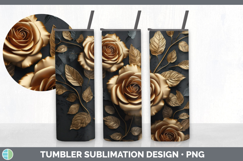 3d-gold-rose-flowers-tumbler-sublimation-20-oz-skinny-tumbler-design