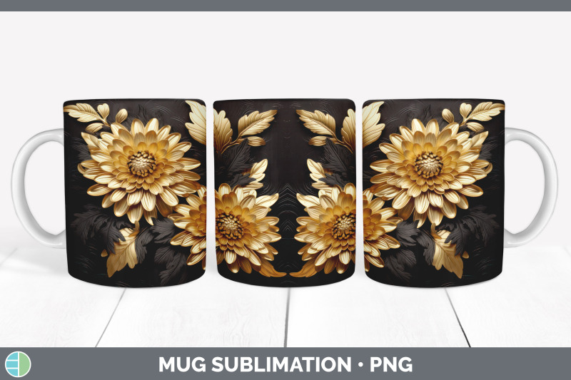 3d-black-and-gold-aster-flowers-mug-wrap-sublimation-coffee-cup-desi