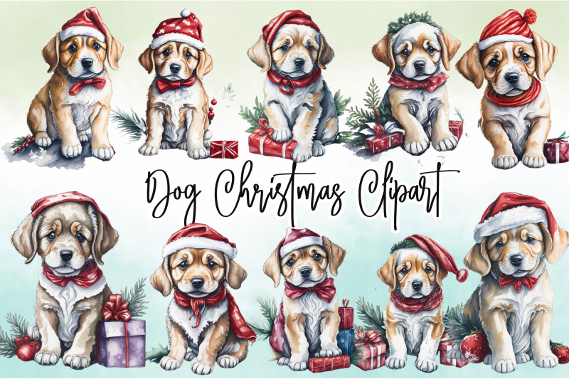 watercolor-christmas-dog-clipart-bundle