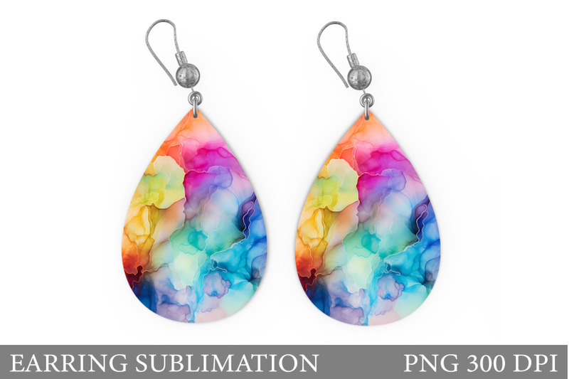 watercolor-rainbow-teardrop-earring-abstract-earring-design