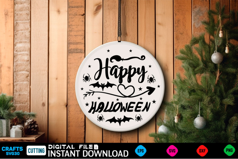 happy-halloween-round-sign-svg-design