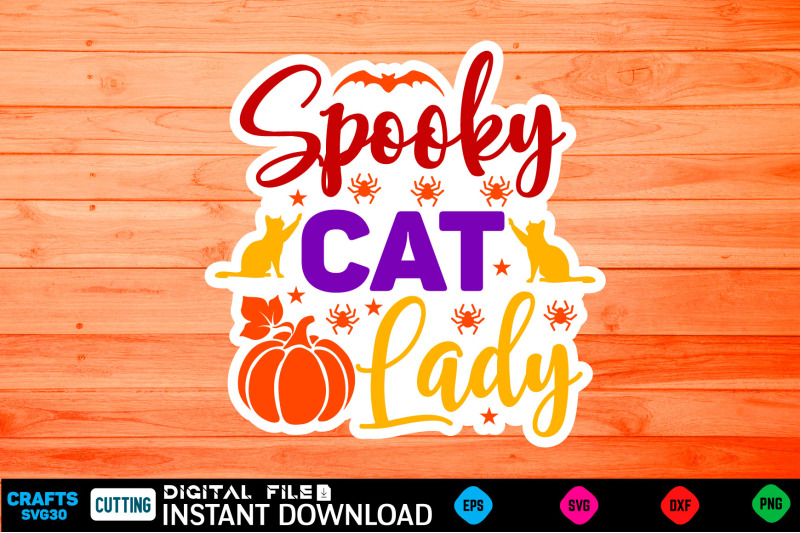 spooky-cat-lady-sticker-design