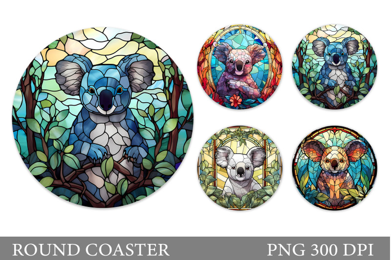 stained-glass-koala-coaster-koala-round-coaster-sublimation